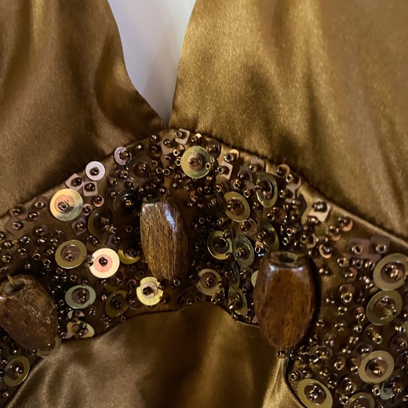 Cache Brown satin with beading  size 12 - Picture 3 of 4